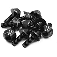 sourcing map 10Pcs Tornillos M6 Aleación Aluminio Negro Moto Carenado Cierre